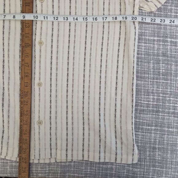 NWT COMMON PEOPLE Harris Shirt Linen Blend SS Tri Stone Stripe Men's S MSRP $179 - Picture 5 of 13